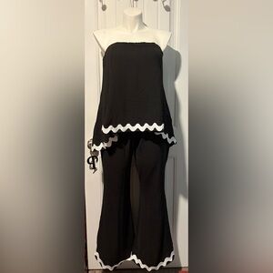 NEW Black 2-Piece Set, Strapless Top with matching Palazzo Pants